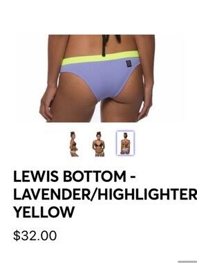 Jolyn | "Lavender and Highlighter Yellow" Lewis Bikini Bottoms | Size Small